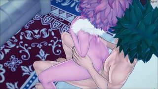 Izuku Midoriya галзуугийн түүний хөөрхөн багийн анд Mina эсрэг хана - MHA Hentai.